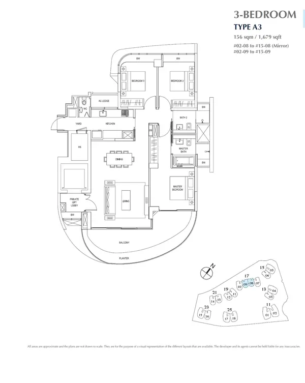 Cape Royale — floor plan A3, 3 Bedroom, D04