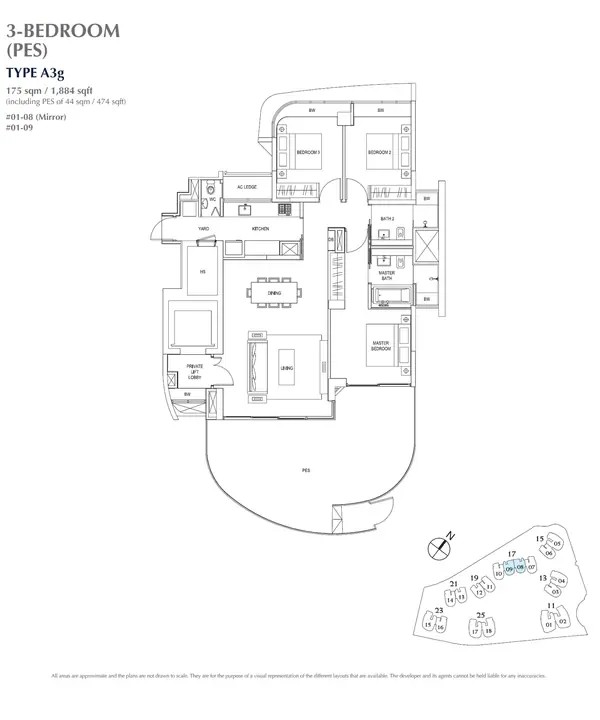 Cape Royale — floor plan A3g, 3 Bedroom, D04