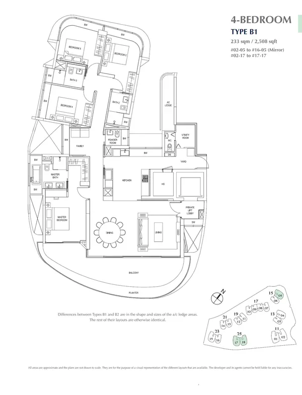 Cape Royale — floor plan B1, 4 Bedroom, D04