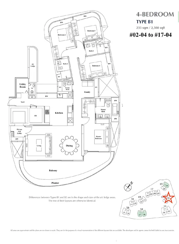 Cape Royale — floor plan B1 Stack 4, 4 Bedroom, D04