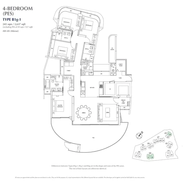 Cape Royale — floor plan B1g-1, 4 Bedroom, D04