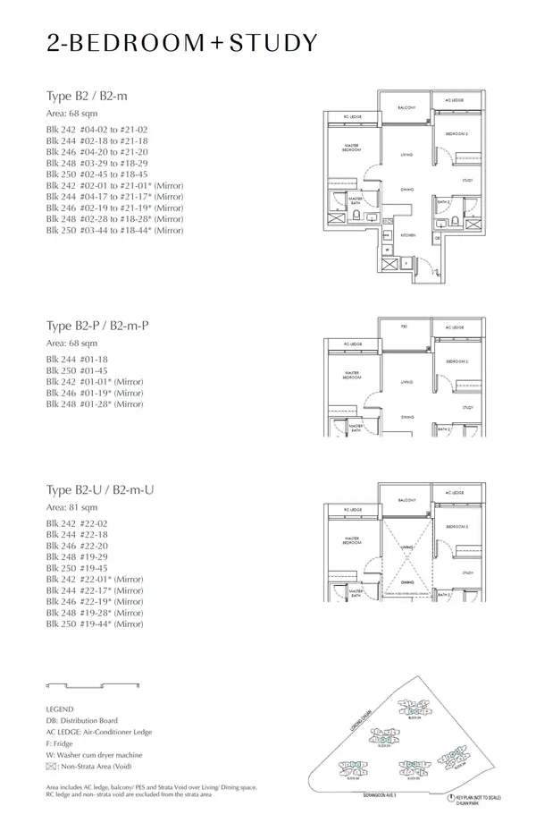 Chuan Park — floor plan B2, 2 Bedroom + Study, D19