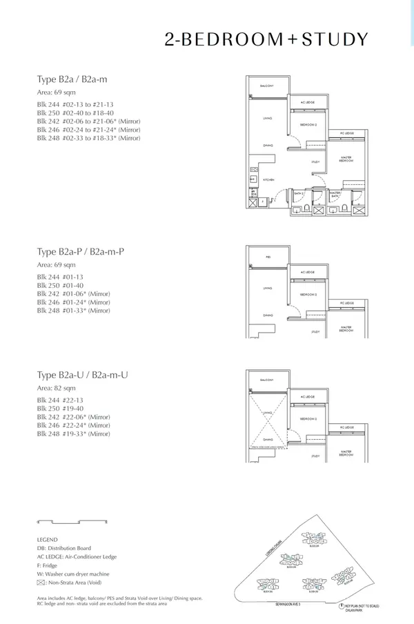 Chuan Park — floor plan B2a-P, 2 Bedroom + Study, D19