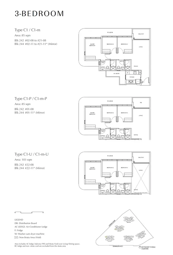 Chuan Park — floor plan C1-P, 3 Bedroom, D19