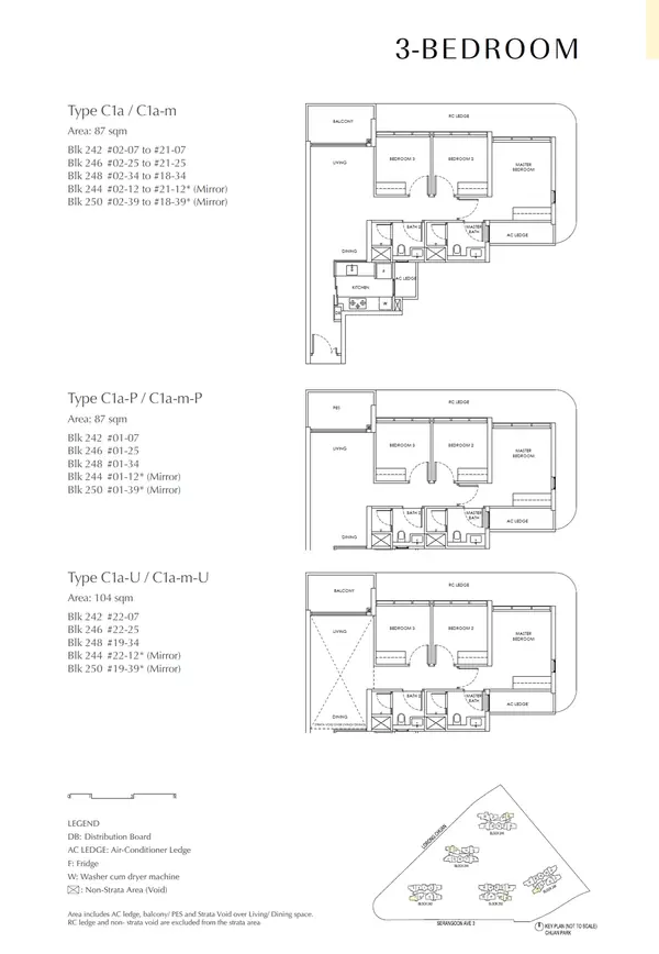Chuan Park — floor plan C1a-P, 3 Bedroom, D19