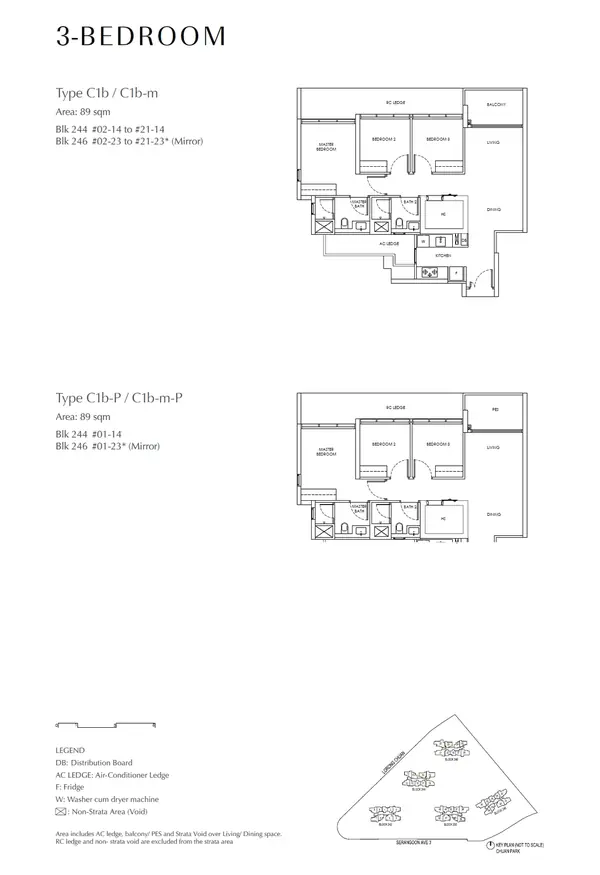 Chuan Park — floor plan C1b-P, 3 Bedroom, D19
