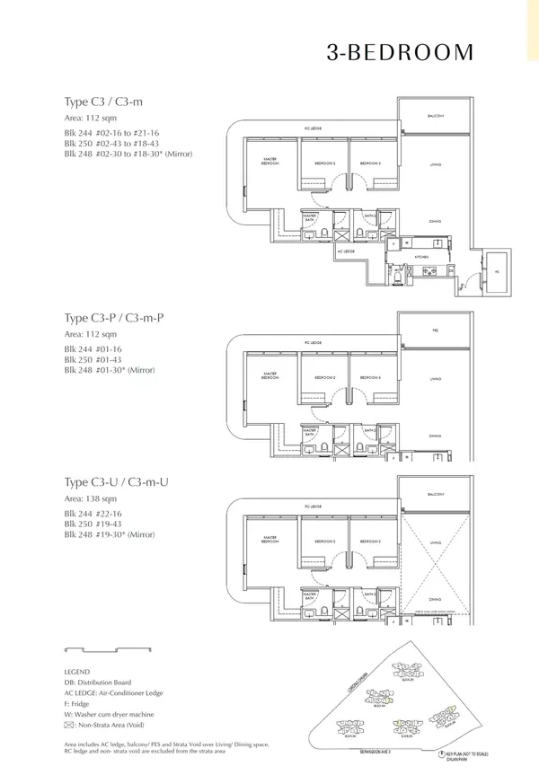 Chuan Park — floor plan C3-P, 3 Bedroom, D19
