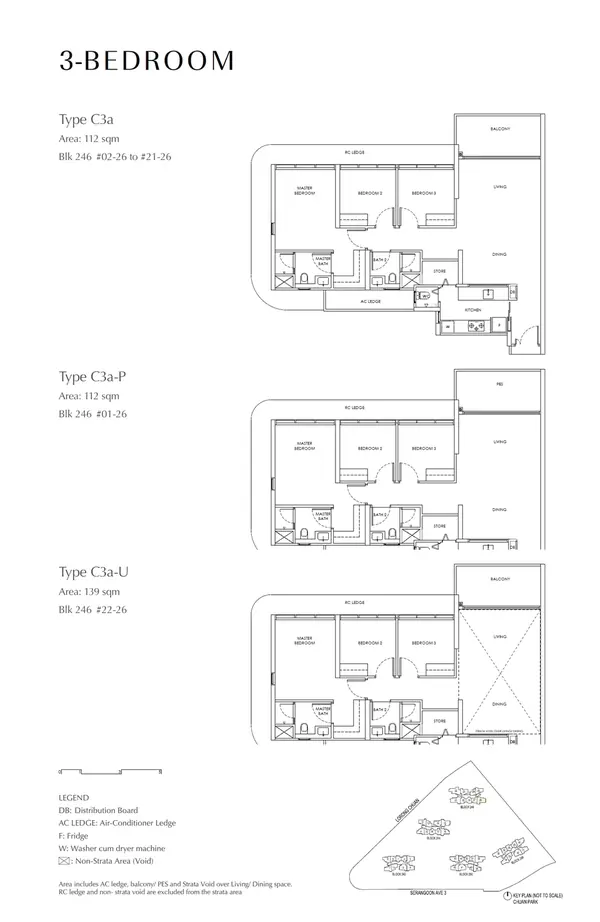 Chuan Park — floor plan C3a, 3 Bedroom, D19