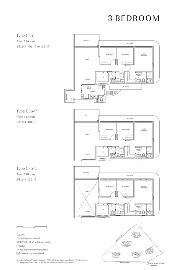 Chuan Park — floor plan C3b, 3 Bedroom, D19