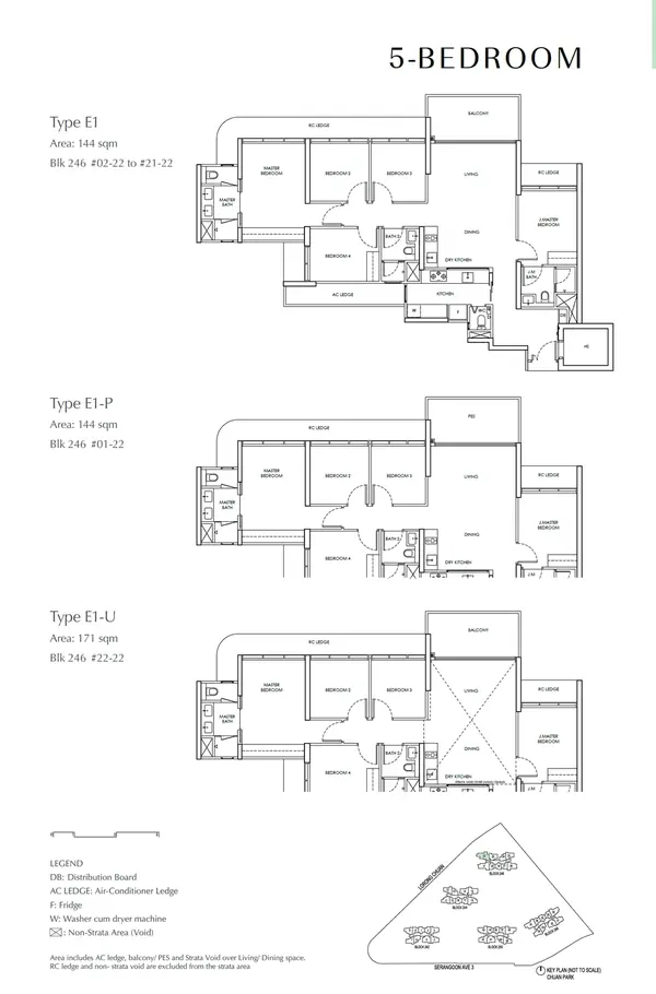 Chuan Park — floor plan E1-P, 5 Bedroom, D19