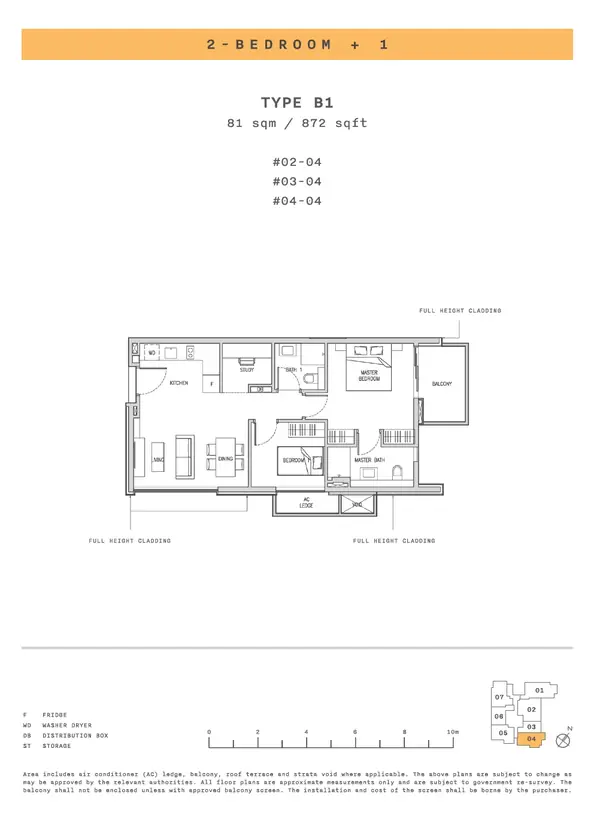 Claydence — floor plan B1, 2 Bedroom + 1, D15