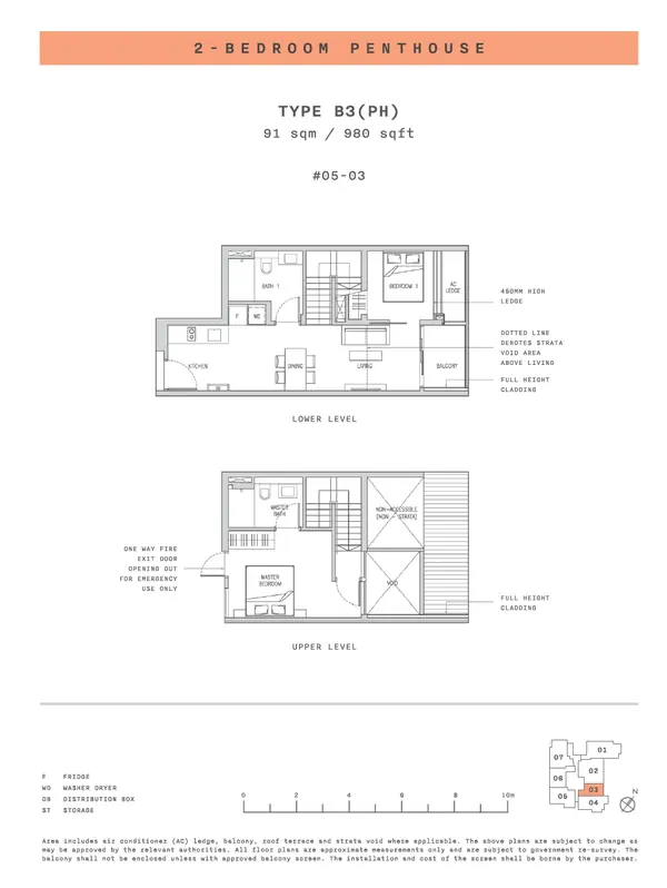 Claydence — floor plan B3(PH), 2 Bedroom Penthouse, D15