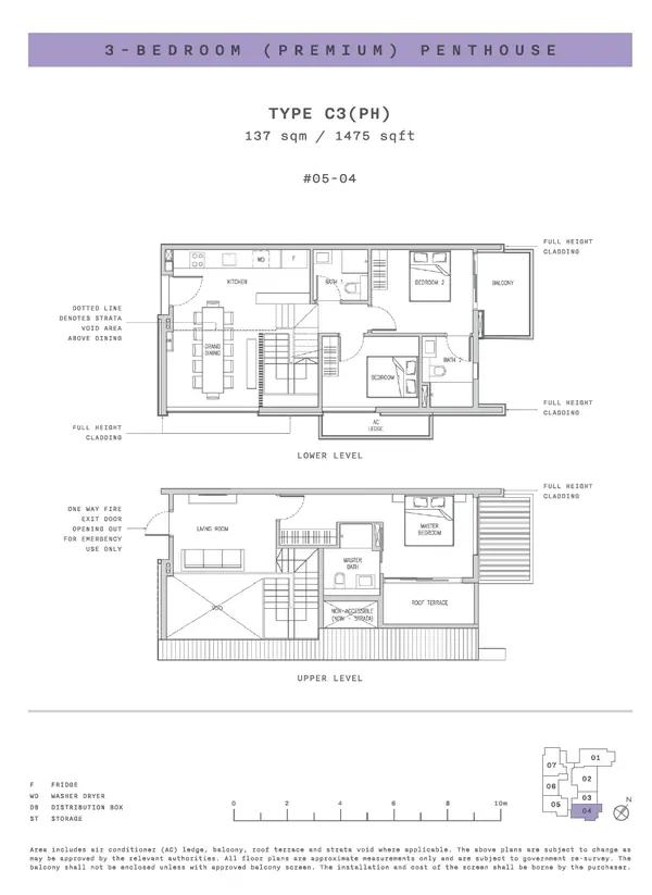 Claydence — floor plan C3(PH), 3 Bedroom (premium) Penthouse, D15