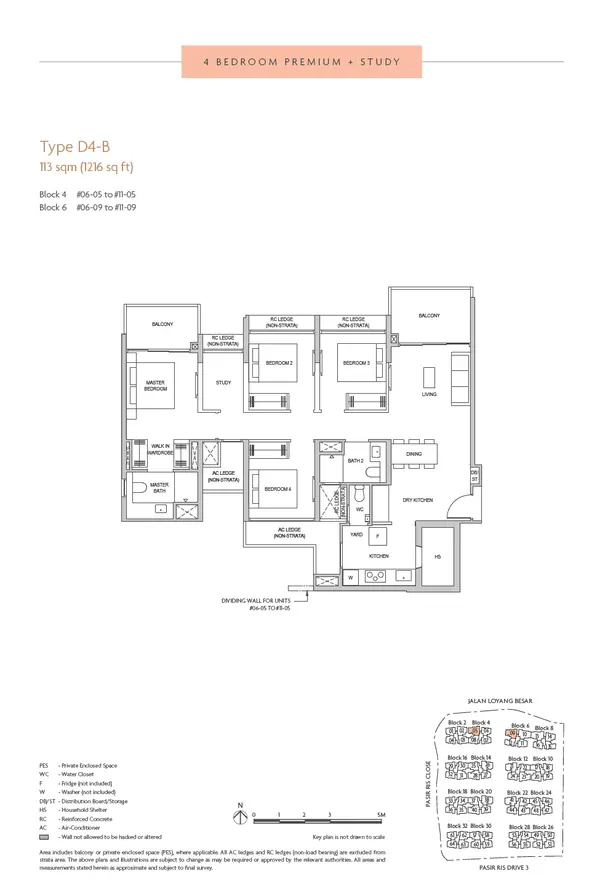 Coastal Cabana — floor plan D4-B, 4 Bedroom Premium + Study, D17