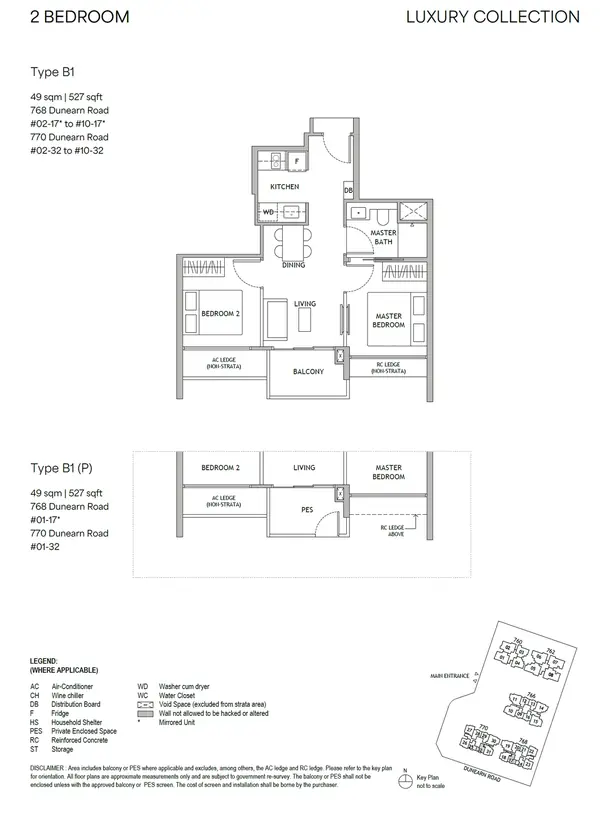 Dunearn House — floor plan B1, 2 Bedroom, D11