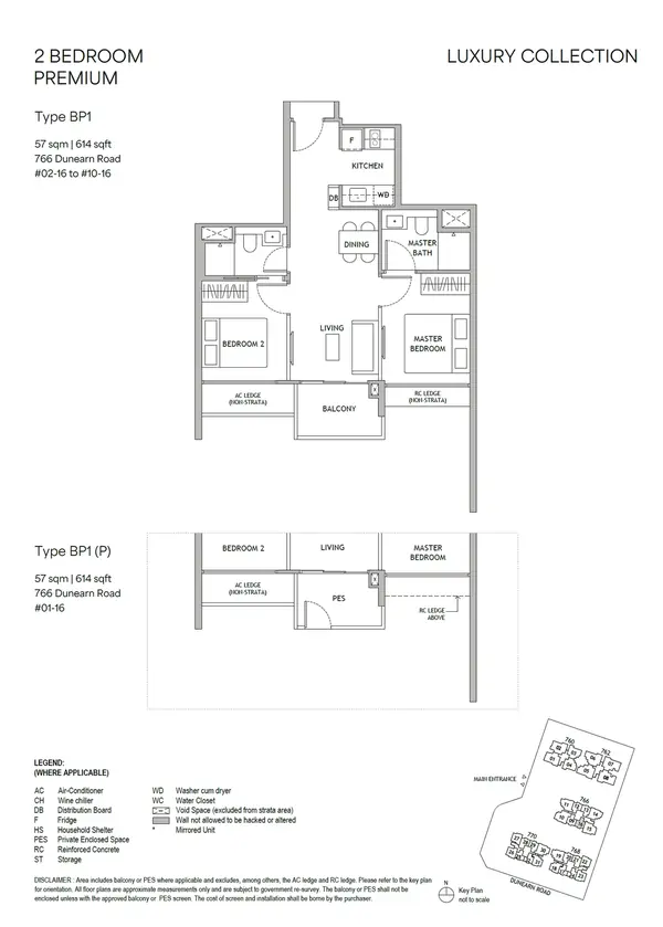 Dunearn House — floor plan BP1, 2 Bedroom Premium, D11
