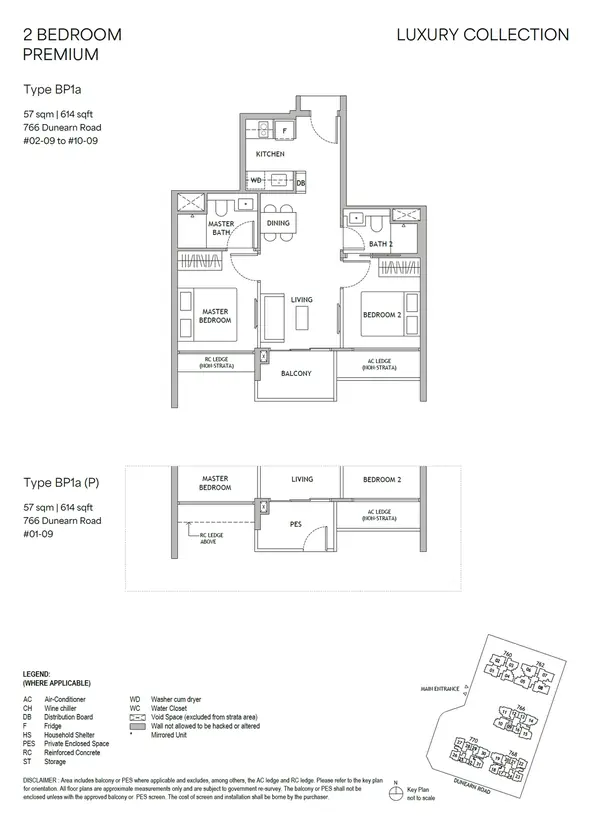 Dunearn House — floor plan BP1a, 2 Bedroom Premium, D11