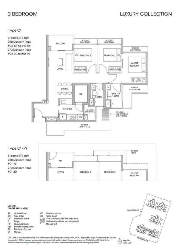 Dunearn House — floor plan C1(P), 3 Bedroom, D11