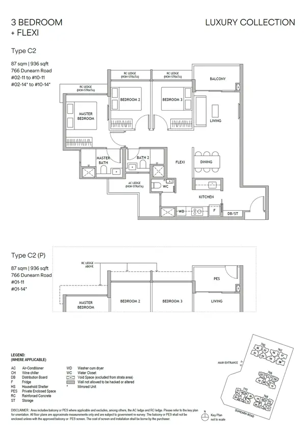 Dunearn House — floor plan C2, 3 Bedroom + Flexi, D11