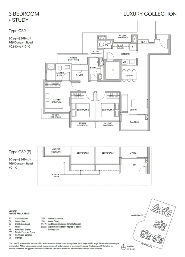 Dunearn House — floor plan CS2(P), 3 Bedroom + Study, D11