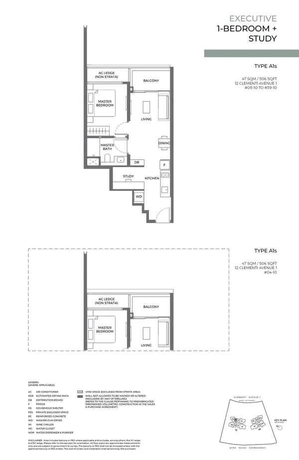Elta — floor plan A1s, 1 Bedroom + Study, D05
