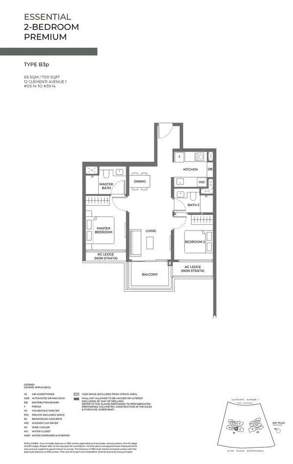 Elta — floor plan B3p, 2 Bedroom Premium, D05