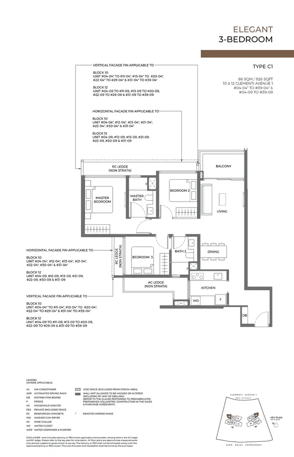 Elta — floor plan C1, 3 Bedroom, D05