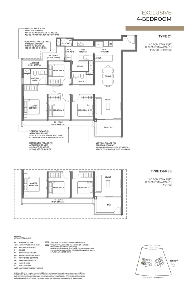 Elta — floor plan D1-PES, 4 Bedroom, D05