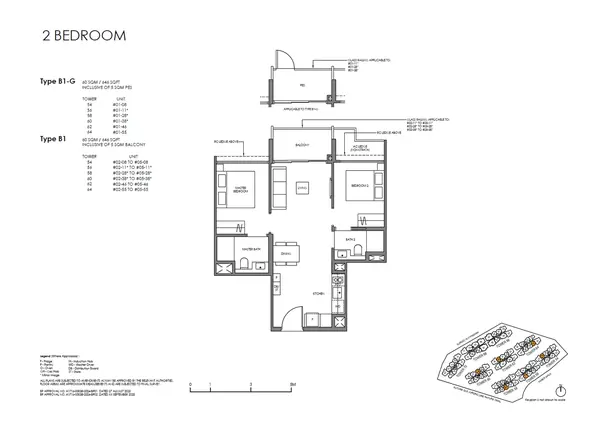 Faber Residence — floor plan B1, 2 Bedroom (Standard), D05