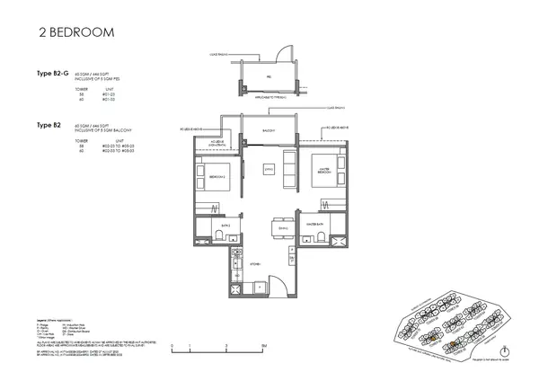 Faber Residence — floor plan B2-G, 2 Bedroom (Standard), D05