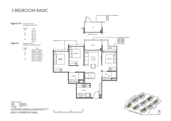 Faber Residence — floor plan C1, 3 Bedroom (Basic), D05