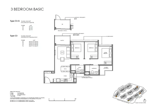Faber Residence — floor plan C3, 3 Bedroom (Basic), D05