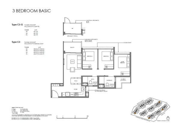 Faber Residence — floor plan C3-G, 3 Bedroom (Basic), D05