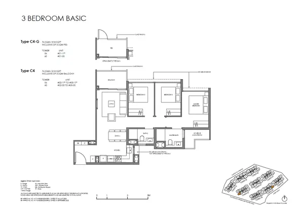 Faber Residence — floor plan C4-G, 3 Bedroom (Basic), D05