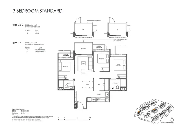 Faber Residence — floor plan C6-G, 3 Bedroom (Standard), D05