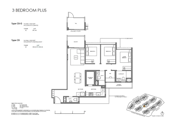 Faber Residence — floor plan C8-G, 3 Bedroom (Plus), D05