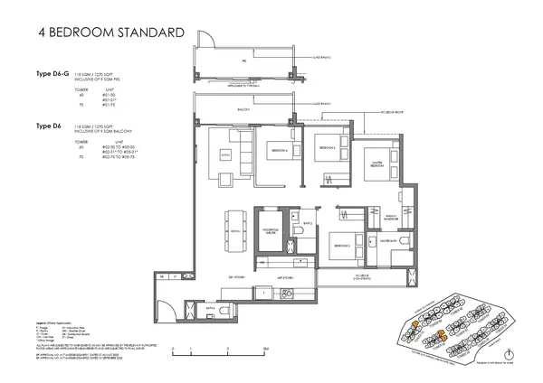 Faber Residence — floor plan D6-G, 4 Bedroom (Standard), D05