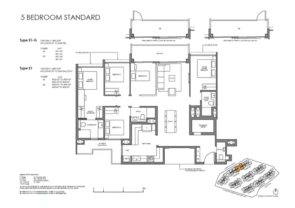 Faber Residence — floor plan E1-G, 5 Bedroom (Standard), D05