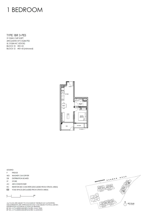 Grand Dunman — floor plan 1BR 3-PES, 1 Bedroom (luxury), D15