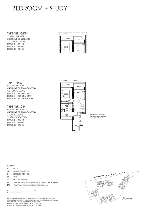 Grand Dunman — floor plan 1BR S2-H, 1 Bedroom + Study (luxury), D15