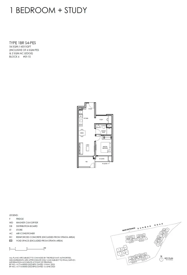 Grand Dunman — floor plan 1BR S4-PES, 1 Bedroom + Study (luxury), D15