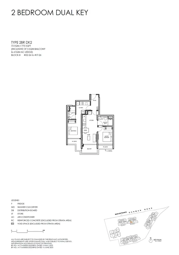 Grand Dunman — floor plan 2BR DK2, 2 Bedroom Dual KEY (luxury), D15