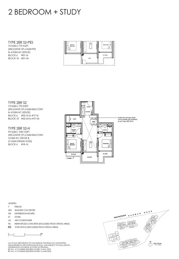 Grand Dunman — floor plan 2BR S2-H, 2 Bedroom + Study (luxury), D15