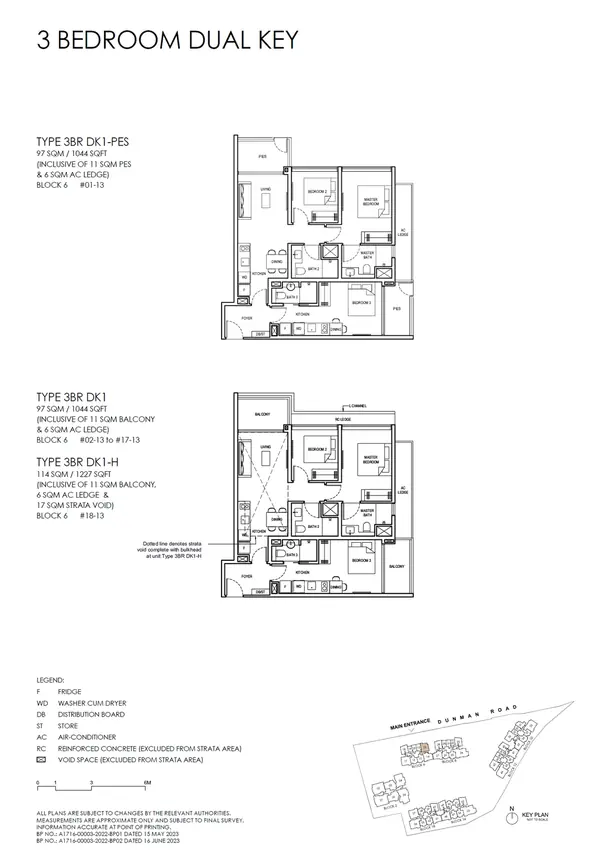 Grand Dunman — floor plan 3BR DK1-H, 3 Bedroom Dual KEY (luxury), D15