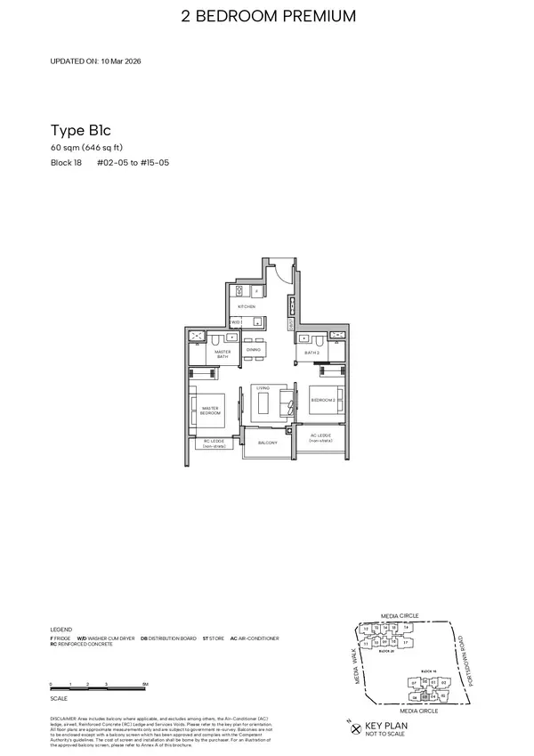 Hudson Place Residences — floor plan B1c, 2 Bedroom Premium, D05