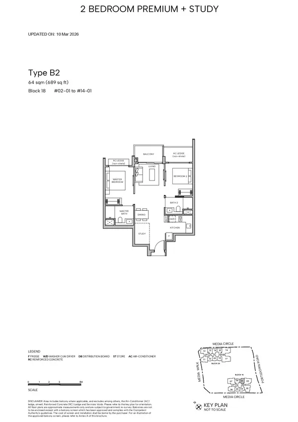 Hudson Place Residences — floor plan B2, 2 Bedroom Premium + Study, D05