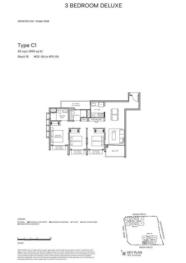 Hudson Place Residences — floor plan C1, 3 Bedroom Deluxe, D05