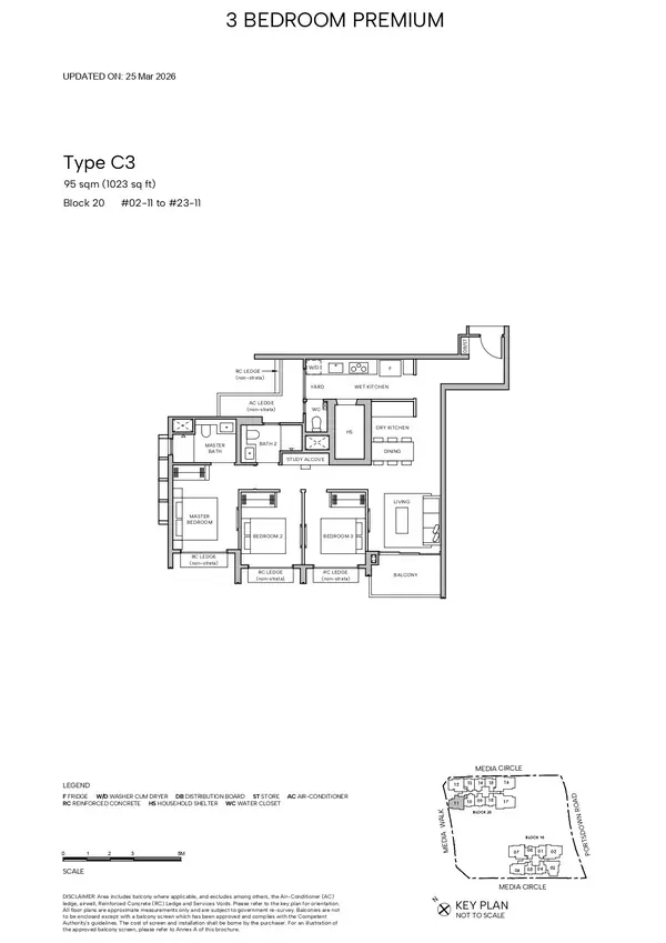 Hudson Place Residences — floor plan C3, 3 Bedroom Premium, D05