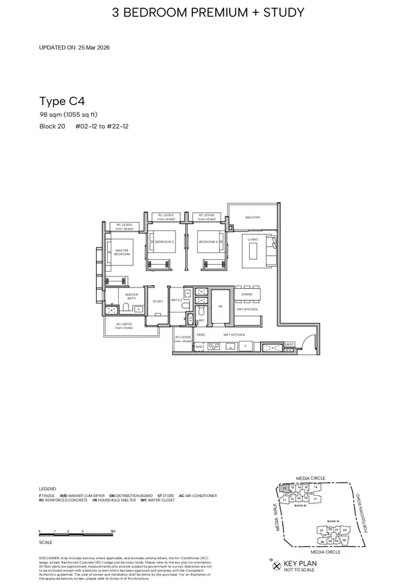 Hudson Place Residences — floor plan C4, 3 Bedroom Premium + Study, D05