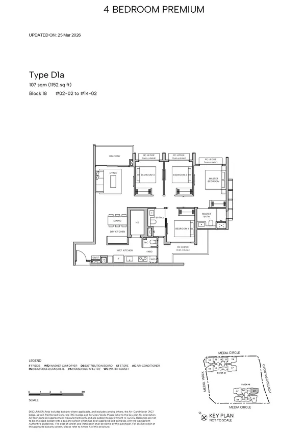 Hudson Place Residences — floor plan D1a, 4 Bedroom Premium, D05